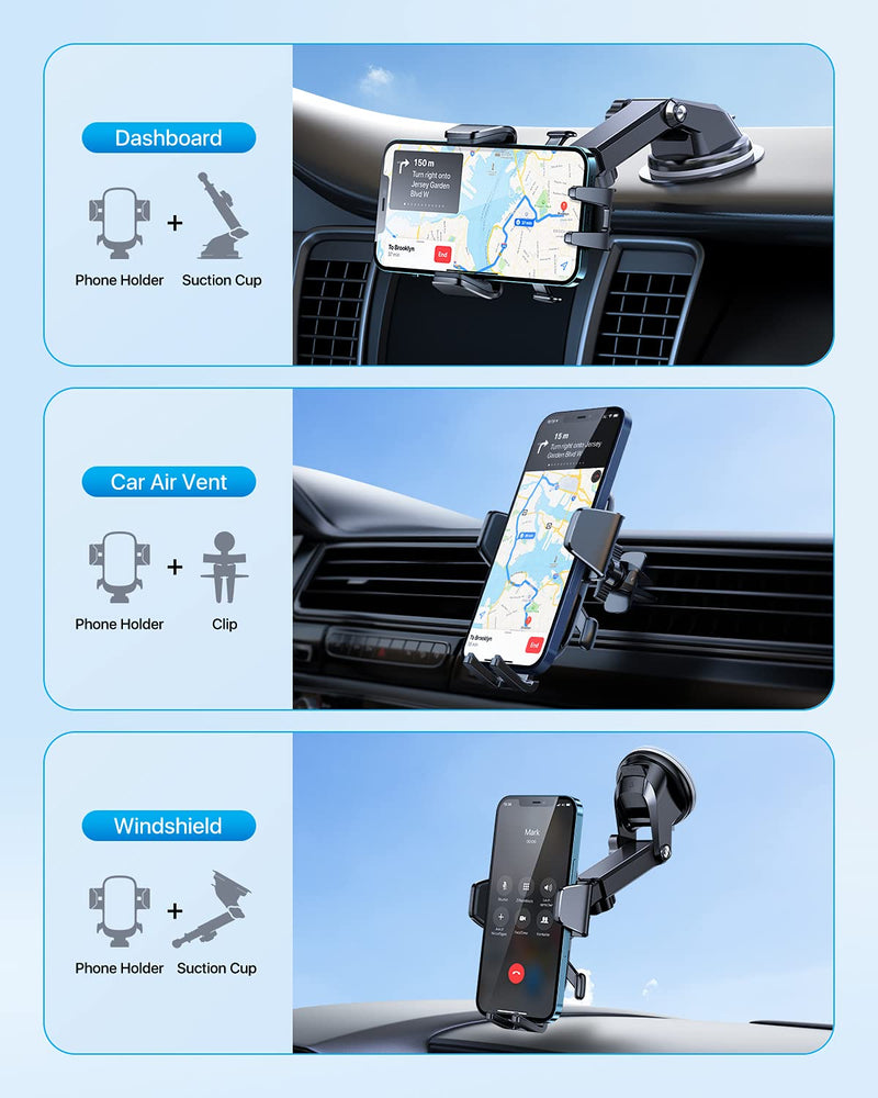 [Australia - AusPower] - andobil [2022 Upgraded] Suction Cup Phone Holder, [Strongest Suction Power & Stick Firmly] Phone Mount for Car Dashboard, Air Vent, Windshield, Compatible with iPhone 13 12 Samsung S22 S21 & Others 