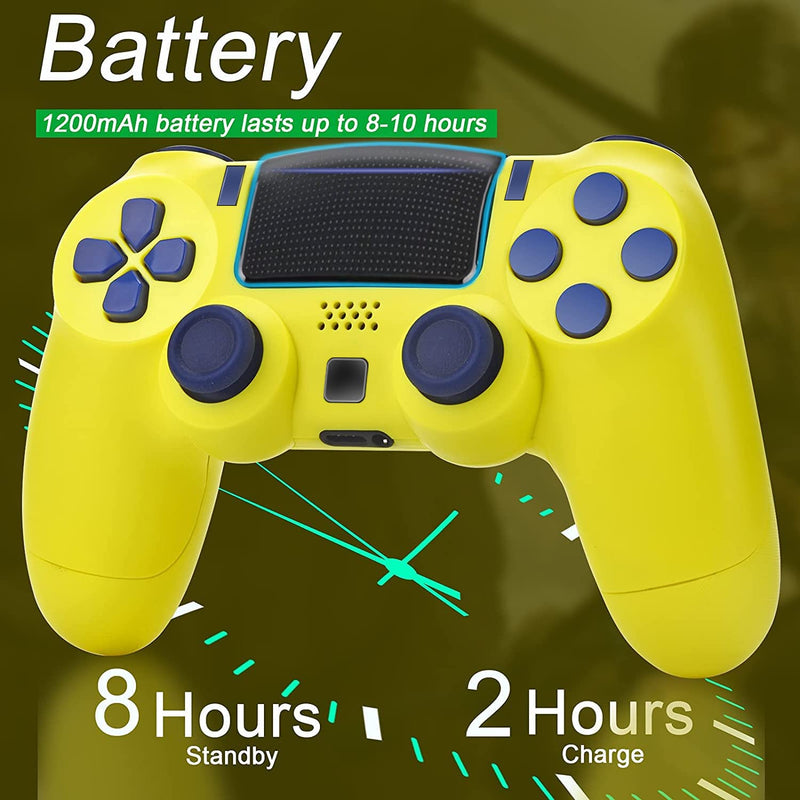 [Australia - AusPower] - AUGEX 2 Pack Game Controllers Compatible for PS4,Wireless Controller Work with Playstation 4 Console;AUGEX Remote Control with Two Motors Game Joystick (Green Yellow) Green Yellow 
