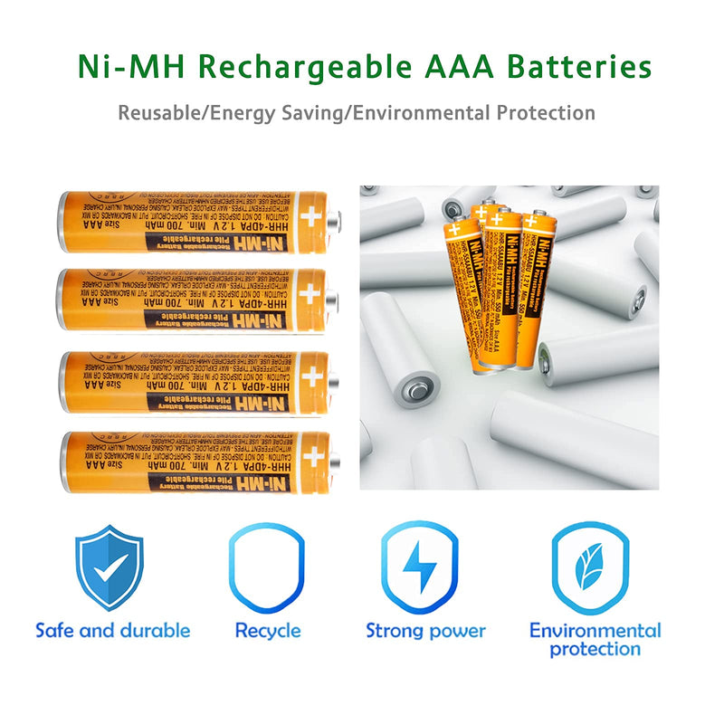 [Australia - AusPower] - EOCIK 4 Pack HHR-4DPA NI-MH Rechargeable Battery for Panasonic 1.2V 700mAh AAA Battery for Cordless Phones 1 Count (Pack of 4) 