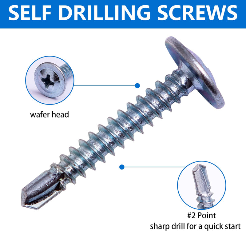 [Australia - AusPower] - 0.75LB(215Pcs), 8x3/4" Phillips Truss Head Self-Drilling Tek Screw,Modified Truss Head&Wafer Head Self Tapping Sheet Metal Screws,Zinc-Plated Steel(13-25mm) 19mm 