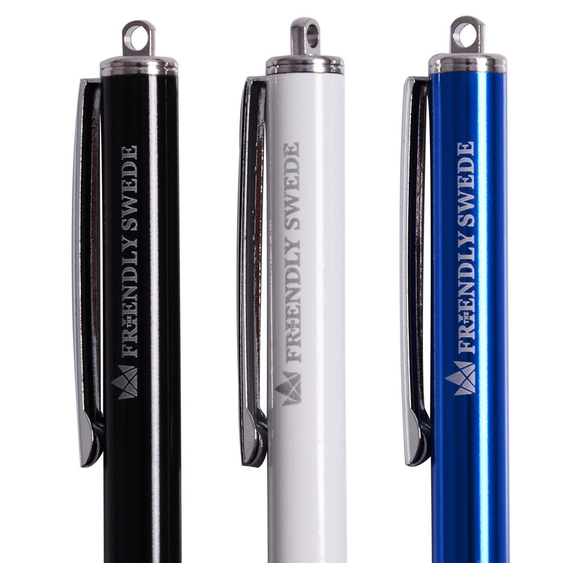 [Australia - AusPower] - The Friendly Swede Stylus Pens for Touch Screens - Micro-Knit Mesh Tip Capacitive Stylus Pen for Tablets and Phone, with Replaceable Fiber Tip Design (3 Pack) Black + White + Dark Blue 