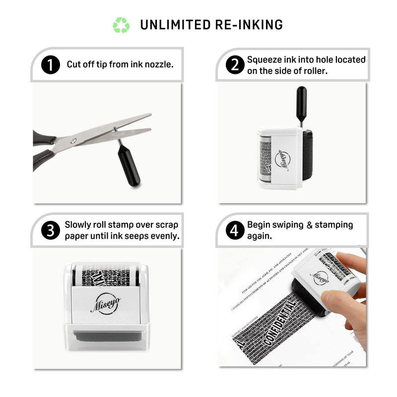 [Australia - AusPower] - Miseyo Identity Theft Protection Roller Stamp Set - White (Incleded 6 Refill Ink) 2.white 