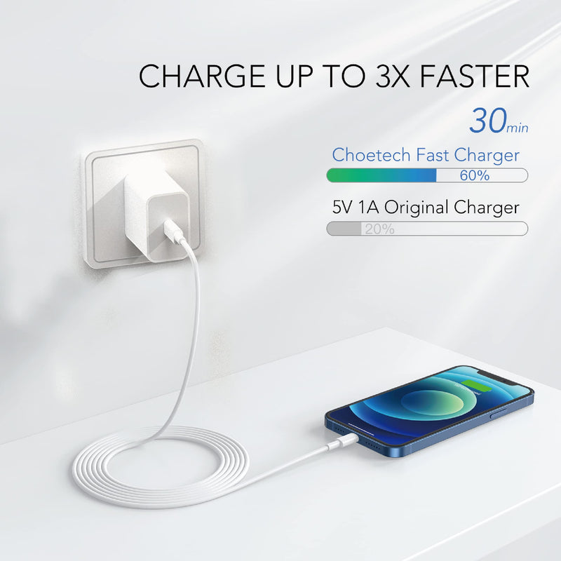 [Australia - AusPower] - [Apple MFI Certified] iPhone Charger Apple Block USB C Fast Wall Plug with 6ft USB C to Lightning Cable for iPhone13/ 12/12pro/12 pro max/11 pro Max/Air pods pro/iPad air 3/min4/5 (White) 1PACK 