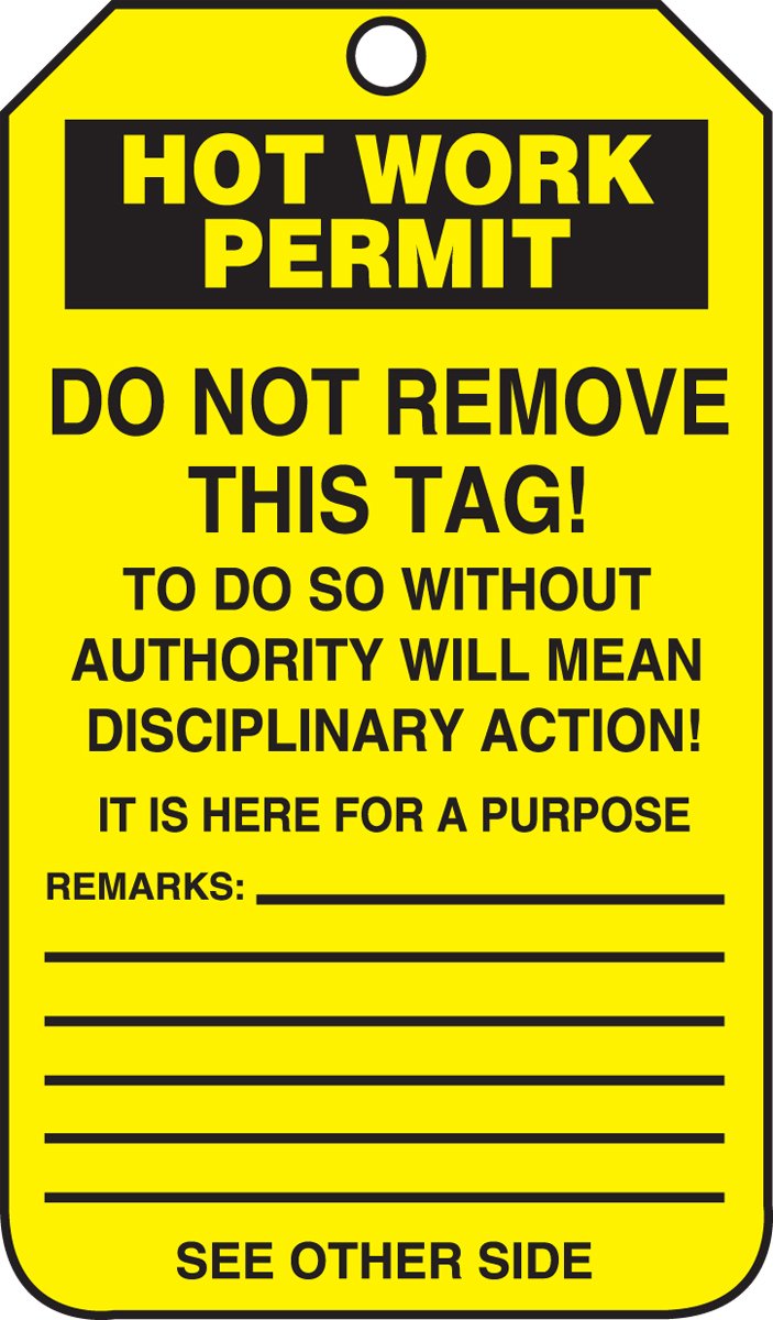 [Australia - AusPower] - Accuform TCS372CTP PF-Cardstock Confined Space Tag, Legend"Hot Work Permit", 5.75" Length x 3.25" Width x 0.010" Thickness, Black on Yellow (Pack of 25) 