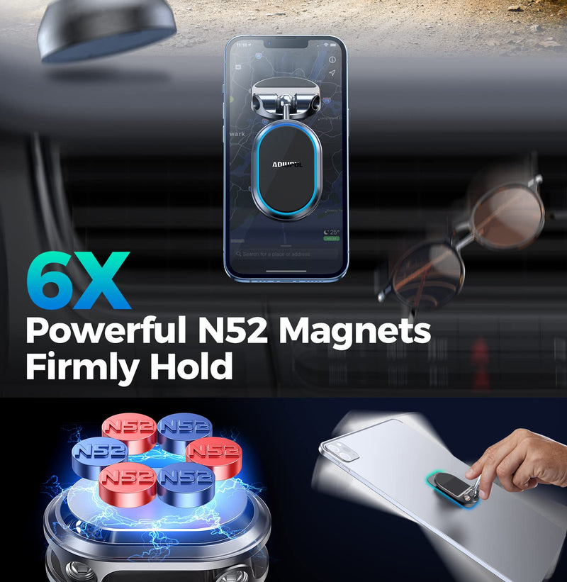 [Australia - AusPower] - Magnetic Phone Mount for Car Metal Multi-Functional 6X Magnets Cell Phone Holder Double 360° Rotation Desk Phone Holder Magnet Car Mount Suitable for Dashboard Screens Compatible with All Phone 