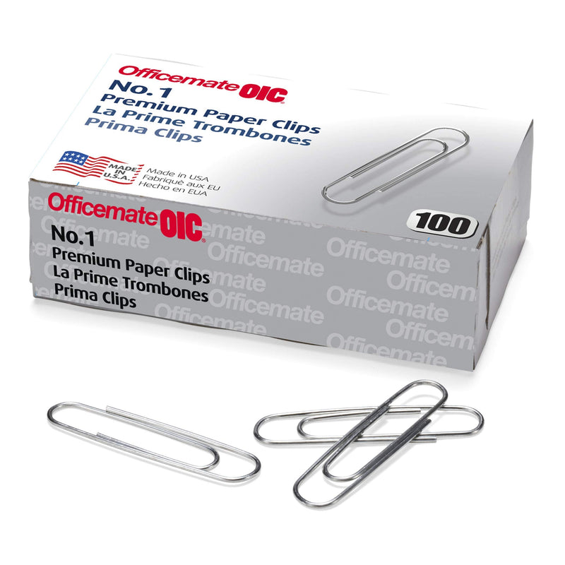 [Australia - AusPower] - Officemate Premium #1 Paper Clips, 1,000 Paper Clips (10 Boxes of 100 Each) (99916) , Silver 