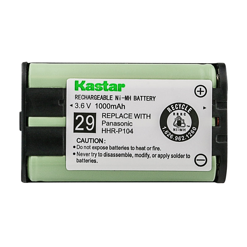 [Australia - AusPower] - Kastar 2x HHR-P104 NI-MH Battery Replacement for Panasonic HHR-P104 HHR-P104A KX-FG6550 KX-FPG391 KX-TG2302 KX-TG230 KX-TG2312 KX-TG2355W KX-TG2356 KX-TG2357 KX-TG2382B KX-TG2386B KX-TG2388B KX-TG2396 