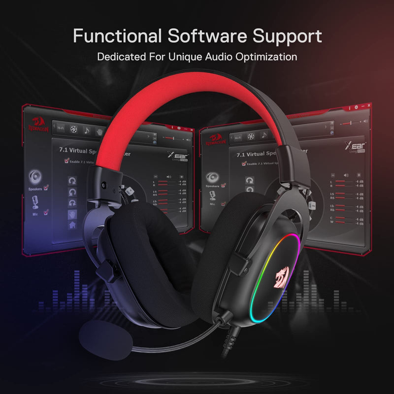[Australia - AusPower] - Redragon H510 Zeus-X RGB Wired Gaming Headset - 7.1 Surround Sound - 53MM Audio Drivers in Memory Foam Ear Pads w/Durable Fabric Cover- Multi Platforms Headphone - USB Powered for PC/PS4/NS Black-RGB 