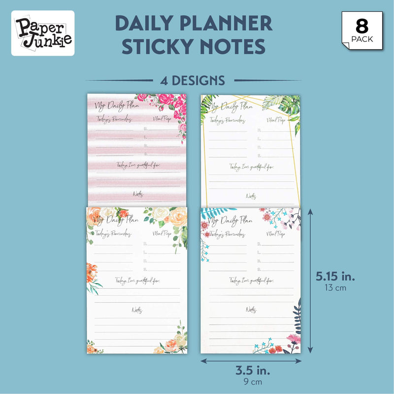 [Australia - AusPower] - Calendar Sticky Notes for Monthly, Weekly, and Daily in Floral Print (8 Pack) 