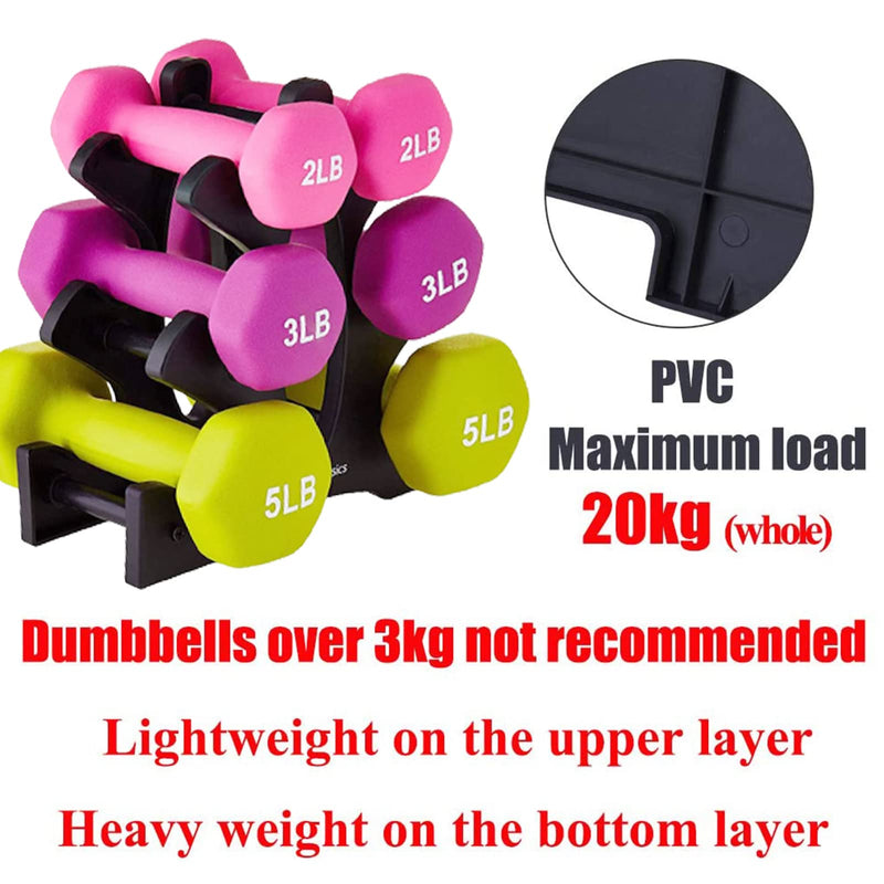 [Australia - AusPower] - portzon Dumbbell Rack - Hand Weight Set Tree - Designed to Hold Neoprene Dumbbells - One Pair Each (3lb, 5lb, 8lb) (Weights Not Included),Black 