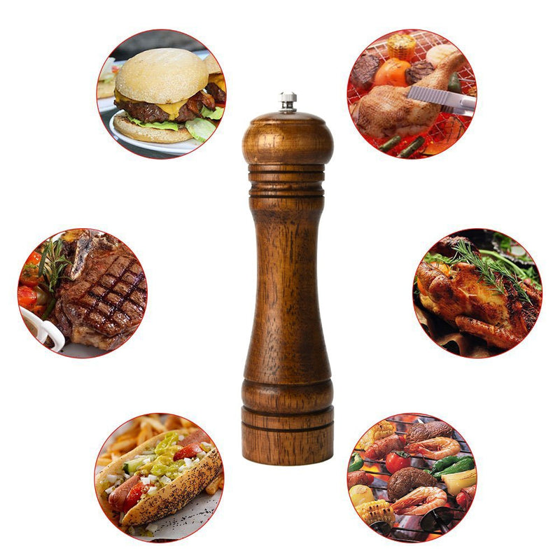 [Australia - AusPower] - Wooden Pepper Mill Kit Wood Manual mills Solid With Strong Adjustable Ceramic Grinder 8 " B 1 Wooden Pepper Mill 