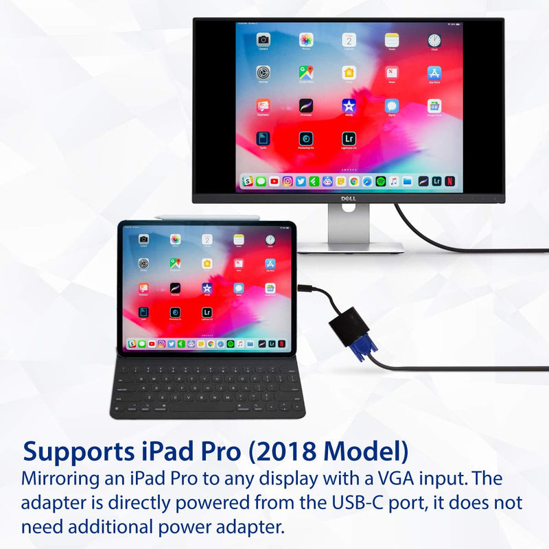 [Australia - AusPower] - USB Type-C to VGA Adapter. Support Resolution up to 1080p. Bus-Powered. Fully Plug-n-Play. Thunderbolt 3 