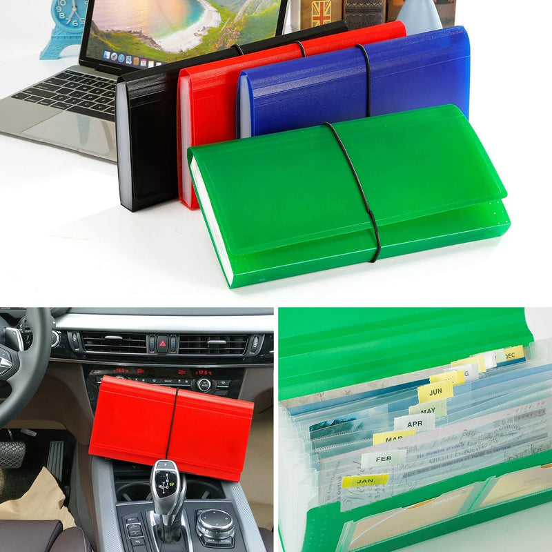[Australia - AusPower] - 13 Pockets Expanding Check Bill File Folder,XUCHUN 10.4' 5.5' Expanding File Folder 4 Pack  for Receipts, Coupons, Checks, Cards-Waterproof 