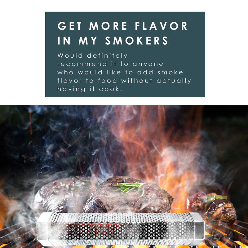 [Australia - AusPower] - Smoke Tube - 12'' Smoke Tube for Pellet Grill 5 Hours of Billowing Smoke, Stainless Steel Pellet Smoker Tube for All Grill or Smoker, Hot or Cold Smoking 