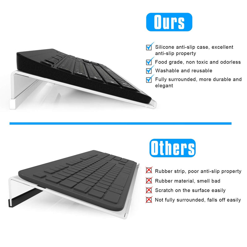 [Australia - AusPower] - Richboom Clear Acrylic Tilted Computer Keyboard Holder for Easy Ergonomic Typing, Upgraded Version, Keyboard Stand with Silicone Anti-Slip Case for Office Desk, Home, School, Clear 