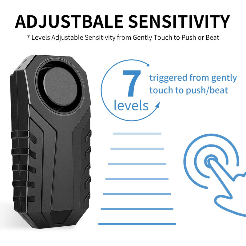 [Australia - AusPower] - Vibration Sensing Bike Alarm with Remote, 113db Loud Bicycle Alarm System Anti Theft, Wireless Motorcycle Alarm for Electric Bike Tricycle Mobility Scooter Vehicles Ebike for Cycling Security 2 Pack 