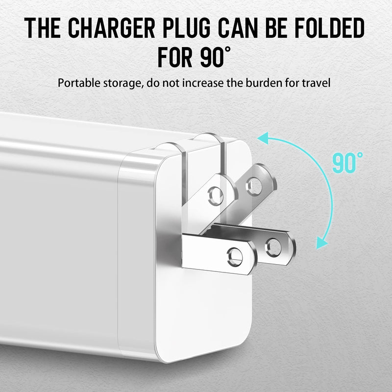 [Australia - AusPower] - Wall Charger, MCY 65W 3 Port Foldable USB C Charger GaN Tech, Fast Charger Laptop Power Adapter Compatiple with iPhone 12/ Mini/12 Pro/12 Pro Max/SE/11, Samsung, MacBook Pro/Air, iPad, Laptops, White 