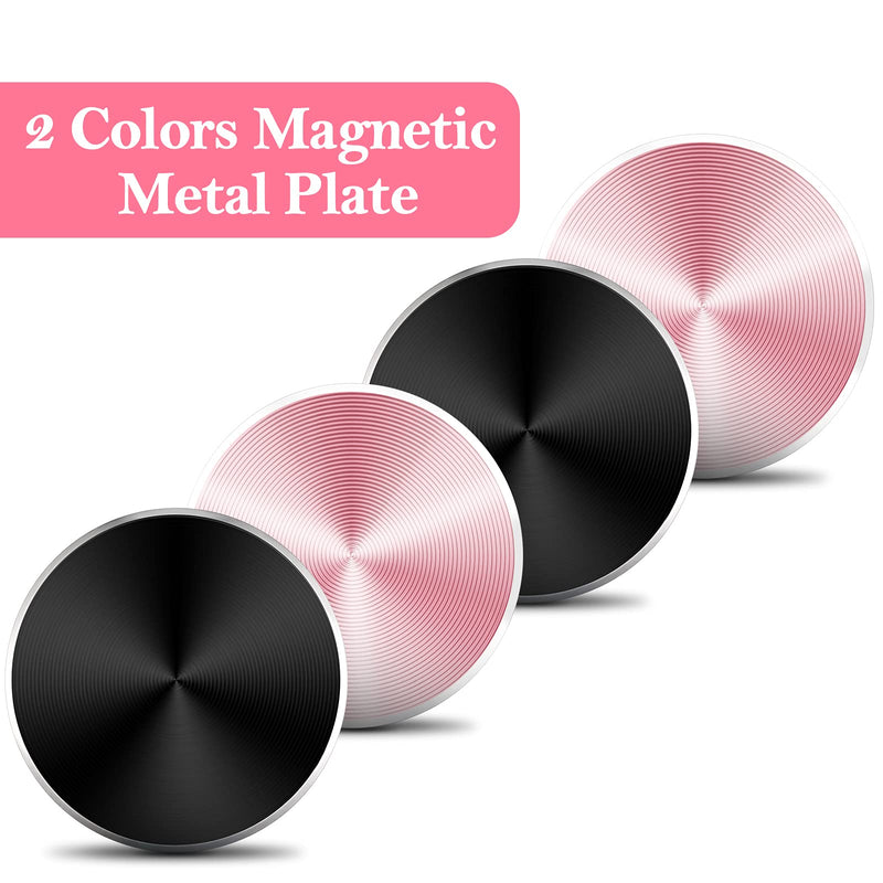 [Australia - AusPower] - 8 Pieces Mount Metal Plate for Phone Car Magnetic Mount Disc Universal Metal Plate Adhesive Sticker Replacement Magnet Patch for Magnetic Car Mounts, Cell Phone, Tablet Holder (Black, Rose Gold) Black, Rose Gold 