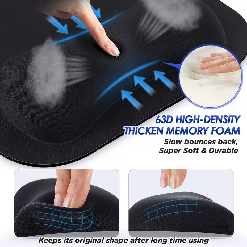 [Australia - AusPower] - Gimars Large Smooth Superfine Fibre Memory Foam Ergonomic Mouse Pad Wrist Rest Support - Mousepad with Nonslip Base for Laptop, Computer, Gaming & Office Black 