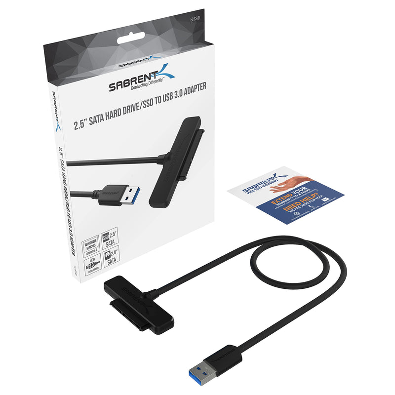 [Australia - AusPower] - SABRENT USB 3.0 to SSD / 2.5-Inch SATA I/II/III Hard Drive Adapter (EC-SSHD) Hard Drive Adapter Type-A Black 
