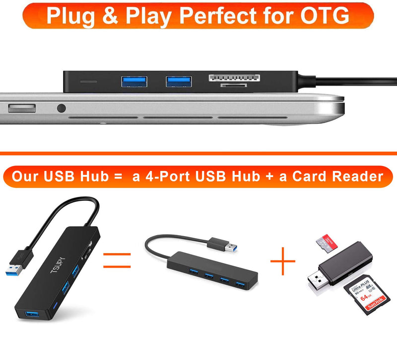 [Australia - AusPower] - USB 3.0 Hub TSUPY Multi USB HUB, 5 in 1 USB Data Hub with SD Micro SD Card Reader & 3 USB 3.0 Ports Compatible for PC, Laptops,MacBook,Printer,Surface Pro, USB Flash Drives and More 