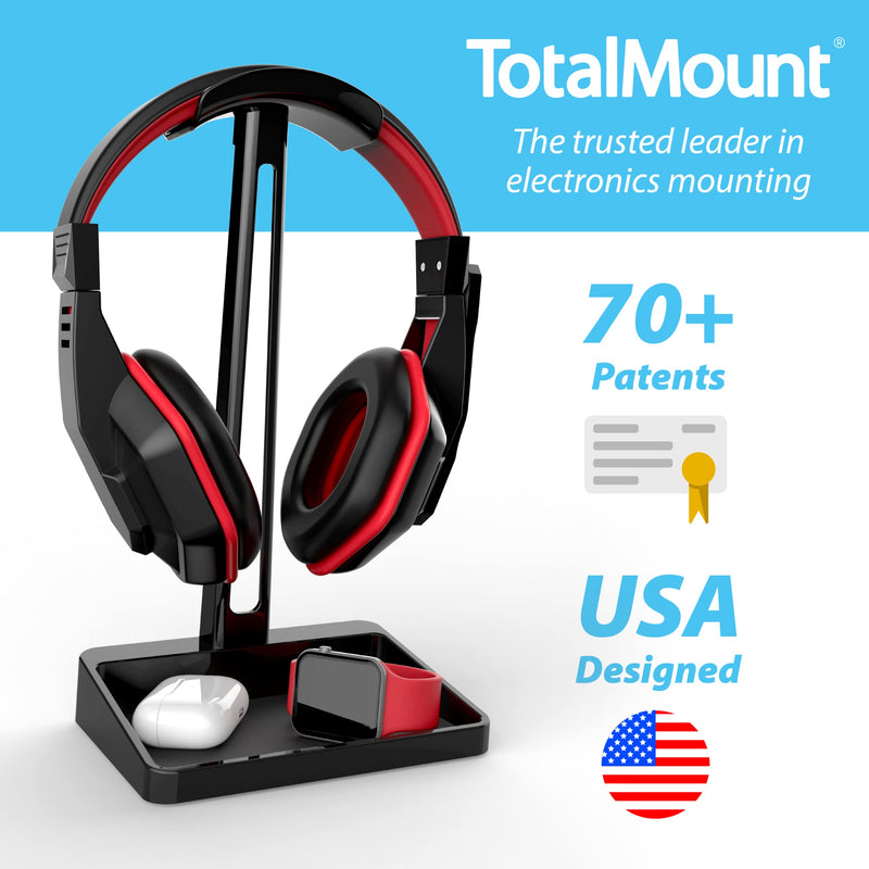 [Australia - AusPower] - TotalMount Headphone Stand  Includes a Tray for AirPods (Premium Black Gaming Headset Stand) Premium Black Gaming Headset Hanger 