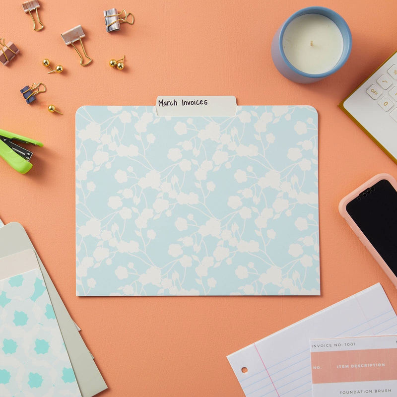 [Australia - AusPower] - Pastel Decorative File Folders for Women, Classroom Supplies, Letter Size, 1/3-Cut Tabs, (12 Pack) 