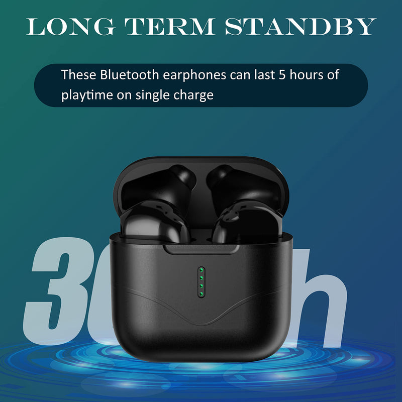 [Australia - AusPower] - Tikgram Wireless Earbuds Bluetooth 5.1 Headset with Noise Reduction Function Built-in Microphone Headset ipx5 Waterproof Headset with Charging Box Built-in air earplugs Suitable for iOS/Android Black-N28B 