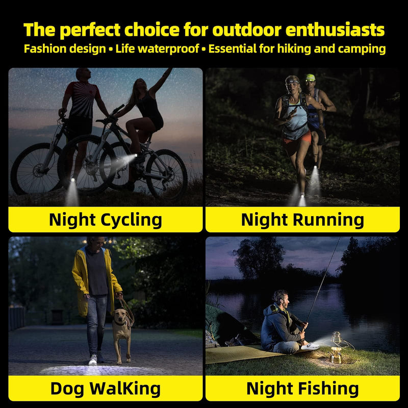 [Australia - AusPower] - 2 Pcs Rechargable Headlights for Croc, Outdoor Waterproof LED Flashlight for Shoes, Clip on Crock Light Attachment Charm, Accessories for Camping, Walking, IPX6, 3 Light Modes, Last 20 Hours 