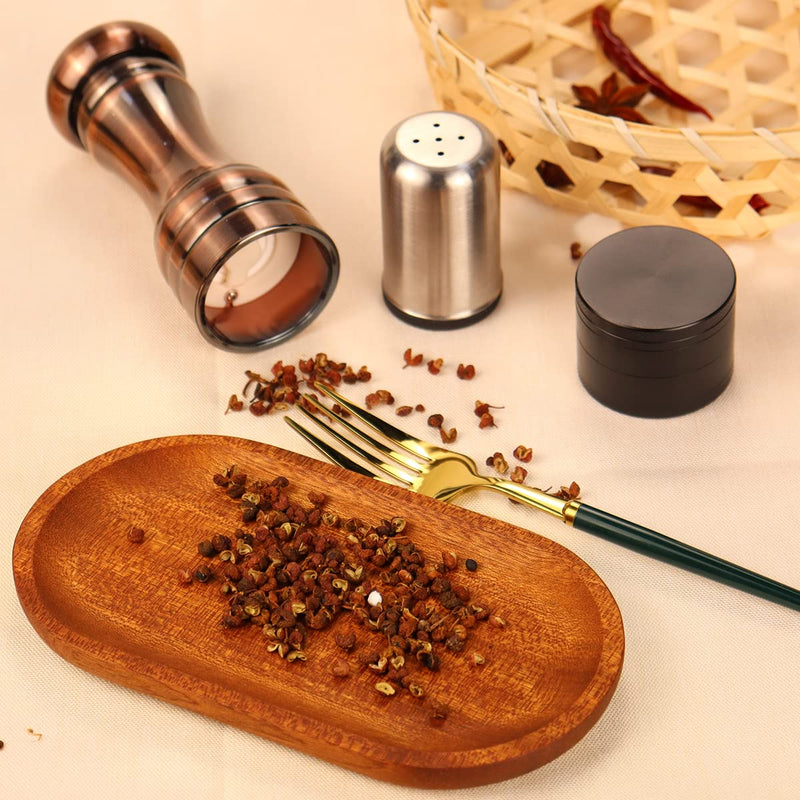 [Australia - AusPower] - Wood Pepper Grinder Pepper Mill,Adjustable Coarseness Wooden Pepper Mill with Spice Jar and Wood Tray Combo 