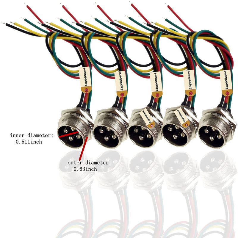 [Australia - AusPower] - Lsgoodcare 10Pcs GX16-4pin Male Aviation Connector Power Electrical Terminal Socket with 20Awg 7.87Inch Cable & 16MM 4Din Female Plug Sockets 16MM-4P 