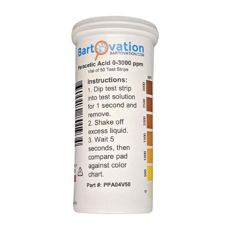 [Australia - AusPower] - Peracetic Acid Test Strips, Extra High-Level, 0-3000 ppm [Vial of 50 Strips] 