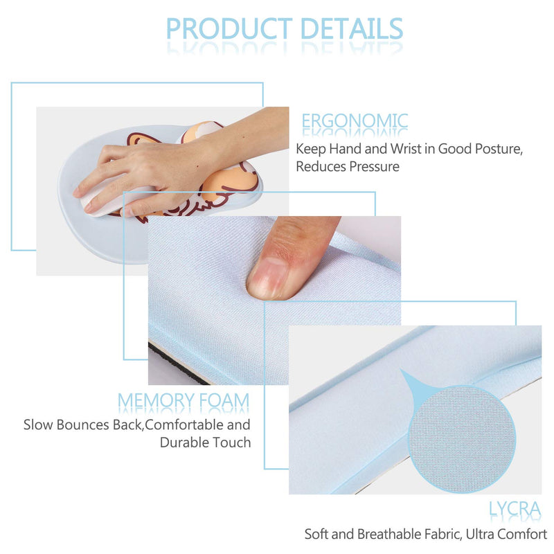 [Australia - AusPower] - HAOCOO Keyboard Pad Wrist Rest and Gel Mouse Pad with Wrist Support,Ergonomic Corgi Mouse Pads with Non-Slip Backing Memory Foam Filled, Easy Typing &Pain Relief for Home Office Computer Laptop(Blue) Blue 