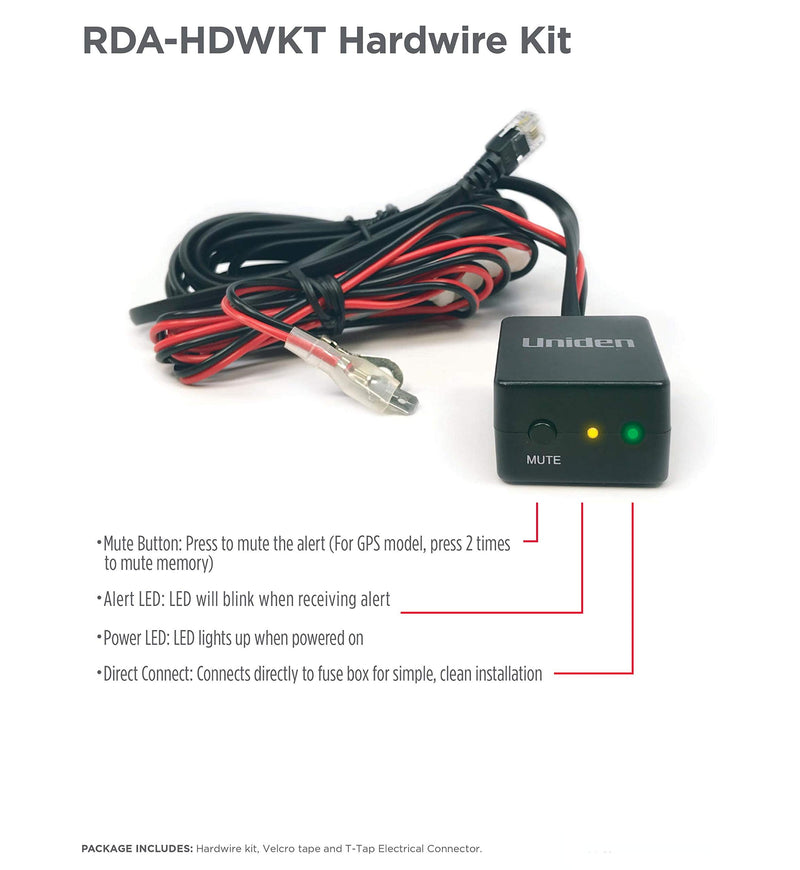 [Australia - AusPower] - Uniden RDA-HDWKT Radar Detector Smart Hardwire Kit with Mute Button, LED Alert and Power LED. for Uniden R7, R3, R1, DFR9, DFR8, DFR7 and DFR6. 