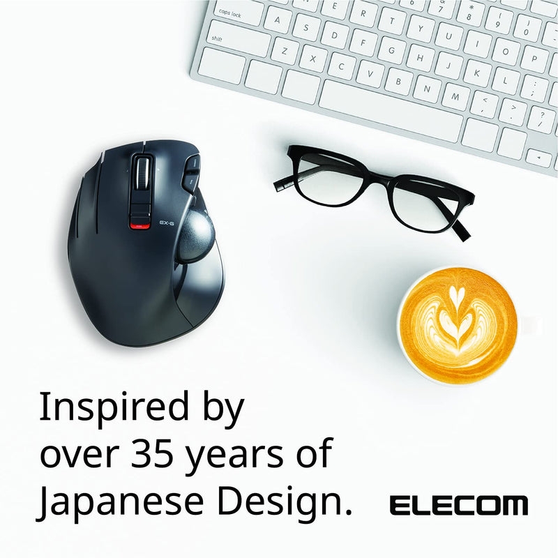 [Australia - AusPower] - ELECOM EX-G Left-Handed Trackball Mouse, 2.4GHz Wireless, Thumb Control, 6-Button Function with Smooth Tracking, Ergonomic Design, Optical Gaming Sensor, Windows11, macOS (M-XT4DRBK) 