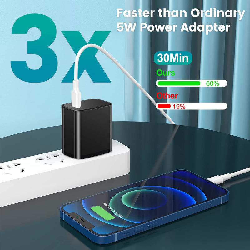 [Australia - AusPower] - USB C Fast charger,3Pack Boxeroo 20W USB-C Power Adapter Block Plug Compatible for iPhone 13/12/11 /Mini/Pro Max, XS/XR/X, 8/7/6,Pad Pro, Samsung Galaxy S20/S10+/S10, Note 20, Note 10 and More (Black) Black 