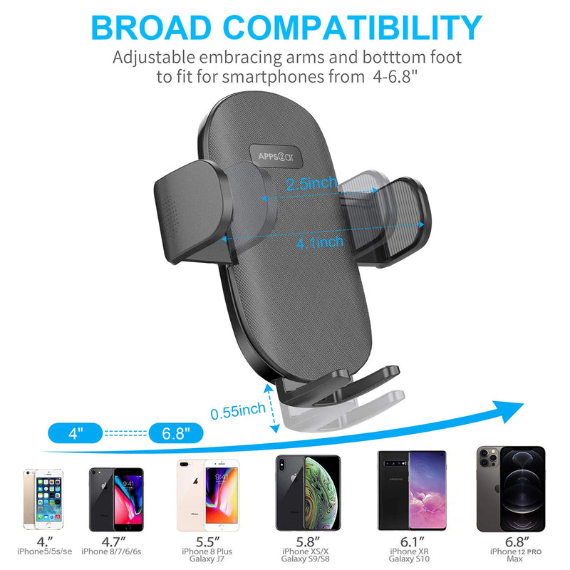[Australia - AusPower] - Suction Cup Car Phone Holder Mount, Dashboard/Windshield/Window Phone Holder for Car with Ultra Sticky Gel Pad, Compatible with iPhone, Samsung, 4-6.8 Inch Cellphone, Thick Case & Big Phone Friendly 