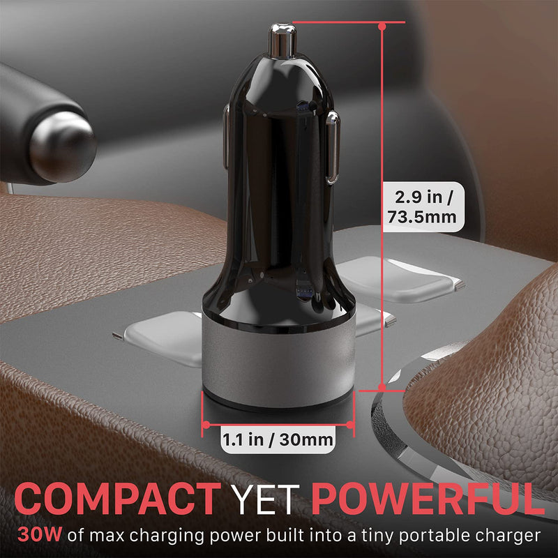 [Australia - AusPower] - Vena 30W USB C Car Charger with (MFI Certified) Lightning Cable - 3FT, (Power Delivery 3.0, 2.5X Faster Speed) 2 Port PD 3.0 Fast Charging Charger Compatible with iPad, iPhone 13 12 11 Pro Max Mini 
