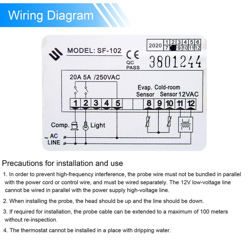 [Australia - AusPower] - MXBAOHENG Electronic Temperature Controller SF-102 Digital Display Freezer Thermostat 110V 