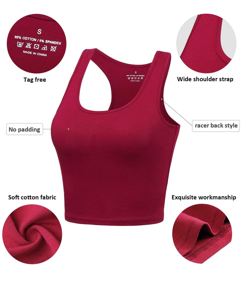 [Australia - AusPower] - Sports Crop Tank Tops for Women Cropped Workout Tops Racerback Running Yoga Tanks Cotton Sleeveless Gym Shirts 3 Pack Black Navy Burgundy Small 