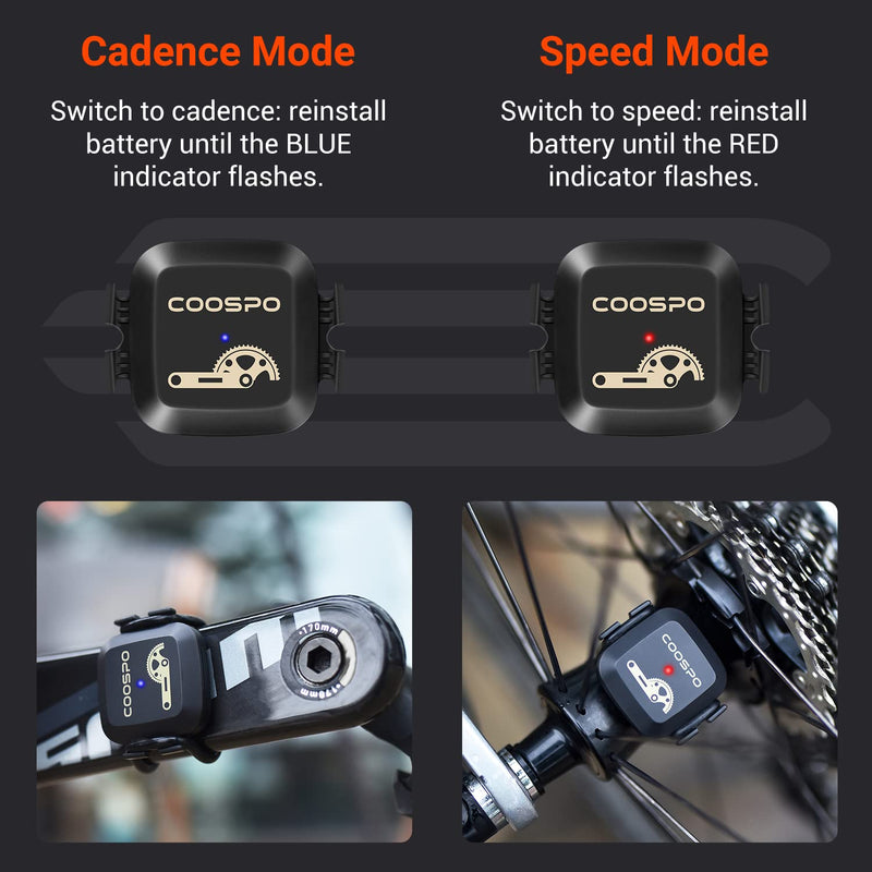 [Australia - AusPower] - CooSpo Cadence and Speed Sensor, Bluetooth ANT+ Cycling Cadence Sensor Bike Speed Sensor, Wireless RPM Bicycle Cadence Sensor for Bike Computer/Rouvy/Zwift/Openrider/Peloton/Wahoo/CooSporide 