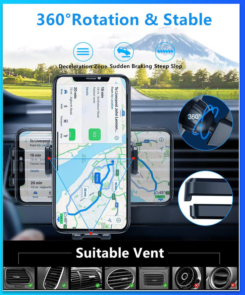 [Australia - AusPower] - [2 in 1] Wireless Car Charger Mount Auto-Clamping, [Built-in Capacitor] 15W Fast Charging Car Phone Holder Mount, Car Air Vent Holder, Compatible with iPhone 13/12 Pro/11/Xs Max/Xr, Samsung S20 Note10 suction mount black 