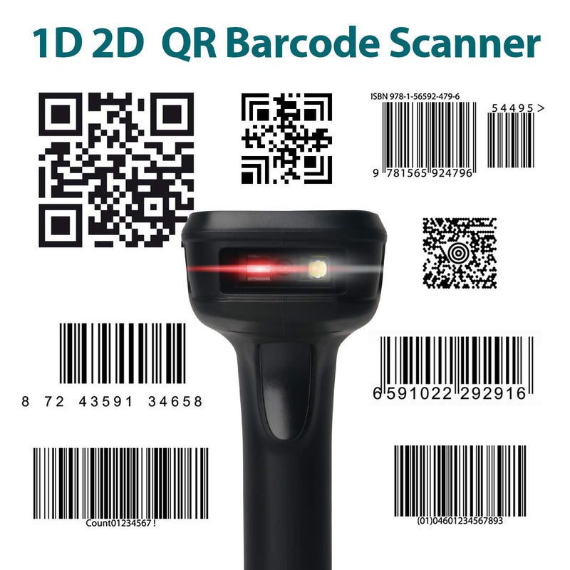 [Australia - AusPower] - Sumicor 1D 2D Barcode Scanner, Bluetooth & 2.4G Wireless Cordless Image Reader for Inventory 