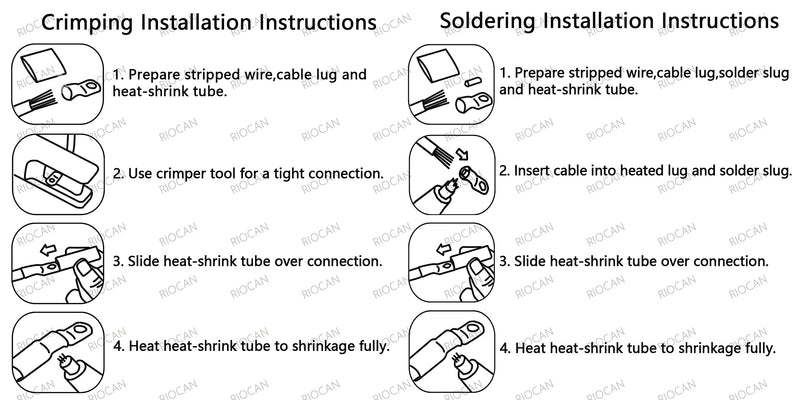 [Australia - AusPower] - 10PCS Heavy Duty Tinned Copper Wire Lugs 1/0 AWG Battery Cable Ends Tubular Bare Copper Eyelets Ring Terminal Connectors Marine Grade Wire Lugs Connectors (1/0 AWG - 1/4''Ring/Eye) 1/0 AWG - 1/4''Ring 