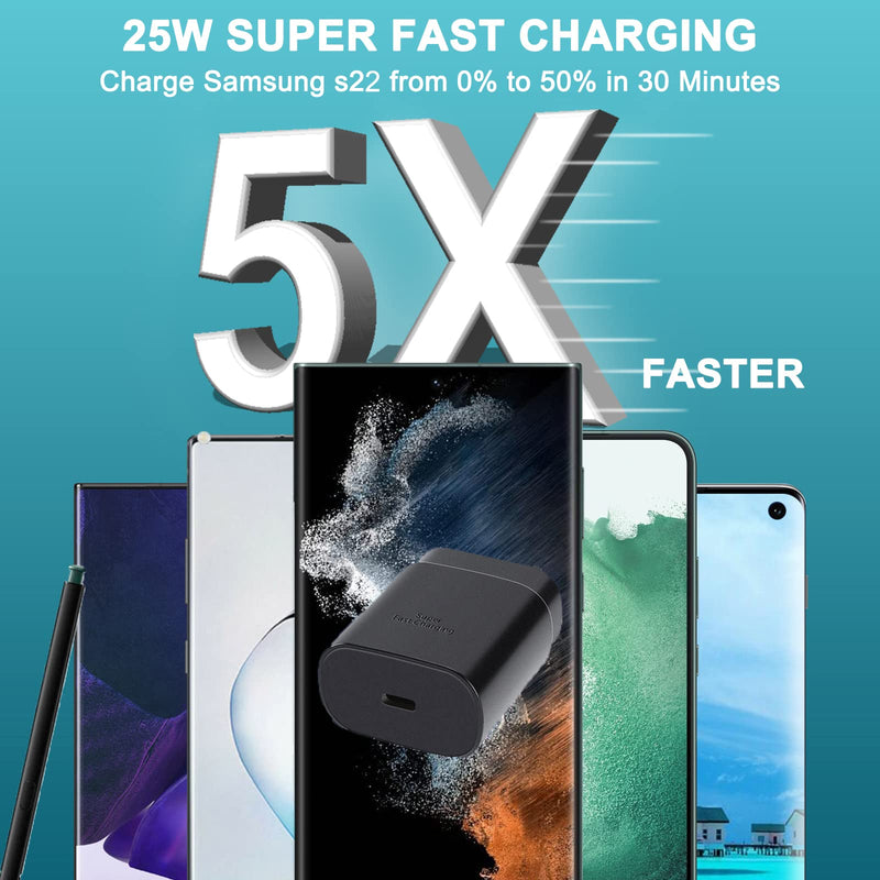 [Australia - AusPower] - Android Phone Charger,25W Type C Charger Fast Charging for Samsung Galaxy S22/S22 Ultra/S22+/S21/S21 Ultra/S21+/S20/S20 Ultra/Note 10 Plus/Note 20 Ultra/S10,USB C Wall Charger Block and 5FT C Cable 25w black 