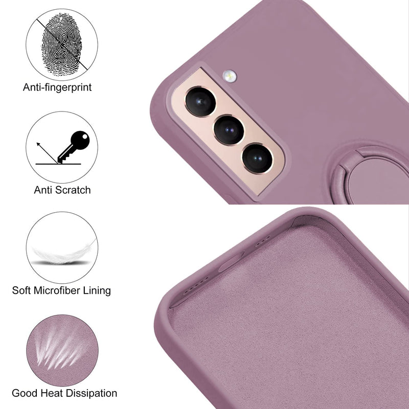 [Australia - AusPower] - 13peas Case Compatible with Samsung Galaxy S22（5G 2022 Released）, Silicone with Ring 360°rotatable Kickstand case Support Magnetic Car Mount，Protective Cover with Strap (Purple) Purple 