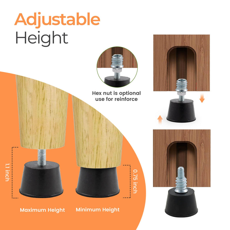 [Australia - AusPower] - 1/4" Thread Furniture Leveling Feet Screw in Threaded Furniture Levelers Adjustable Table Chair Levelers Feet Glides for Chairs Tables Cabinet Patio Furniture - 8 Pack 1/4 Thread 