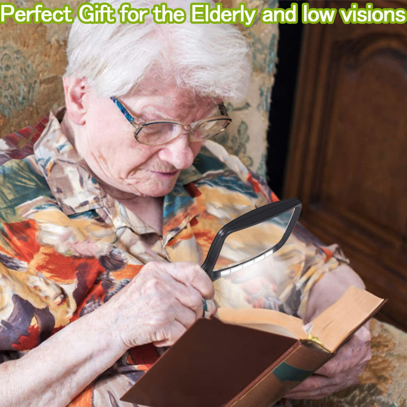 [Australia - AusPower] - Magnifying Glass with Light, Folding Handheld 3X Large Rectangle Lighted Magnifier with Dimmable LED for Macular Degeneration Seniors Reading Newspaper, Books, Lighted Gift for Low Visions 