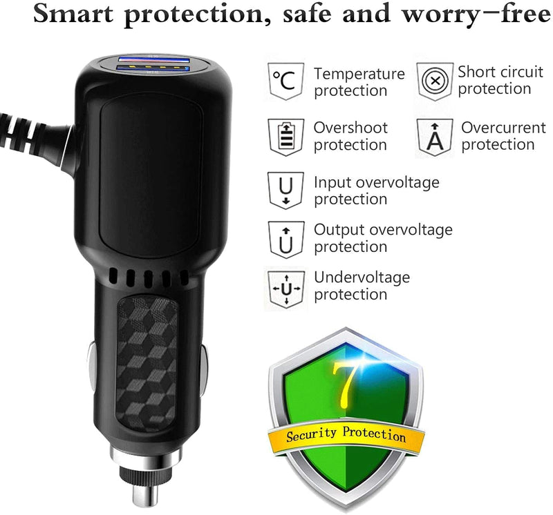 [Australia - AusPower] - Radar Detector Power Cord,for Uniden Escort Valentine Beltronics Passport Cobra etc Radar Detector,with Dual USB QC3.0 Quick Charger（RJ11 Black1 