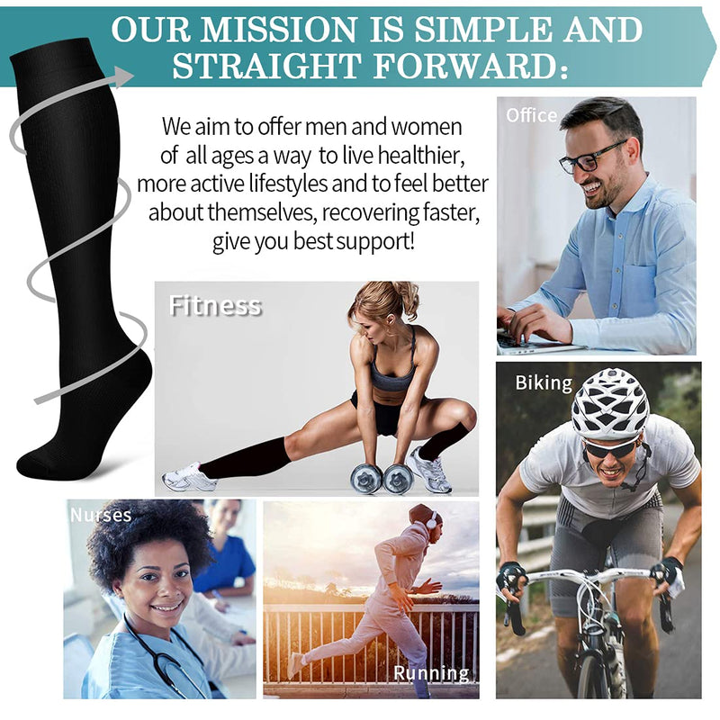 [Australia - AusPower] - 3 Pack Medical Compression Sock-Compression Sock For Women and Men Circulation -Best for Running,Nursing,Athletic Sports 01-black Small-Medium 